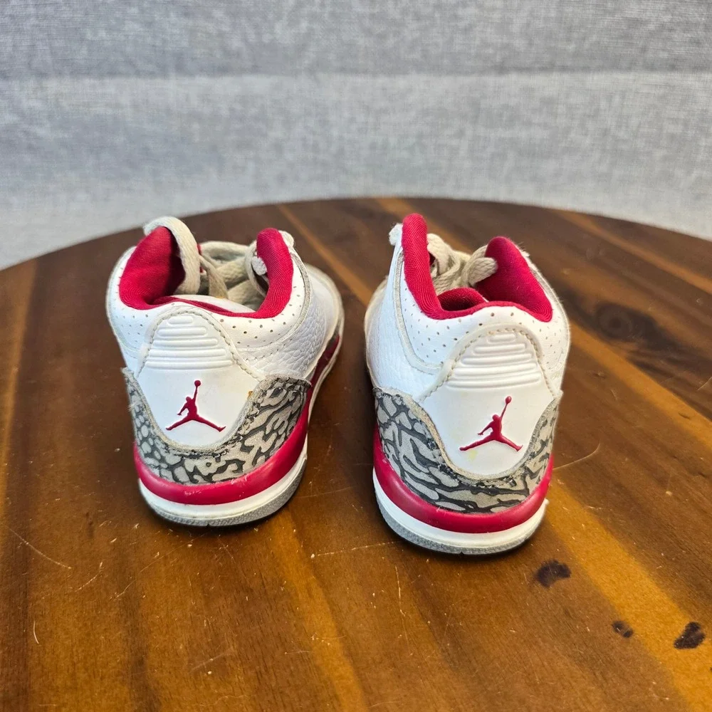 Jordan 3 Retro Cardinal Red Toddler Sneakers White Red 832033-126 Size 6C
